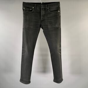 DIOR Size 34 Charcoal Solid Cotton Blend Slim Button Fly Jeans